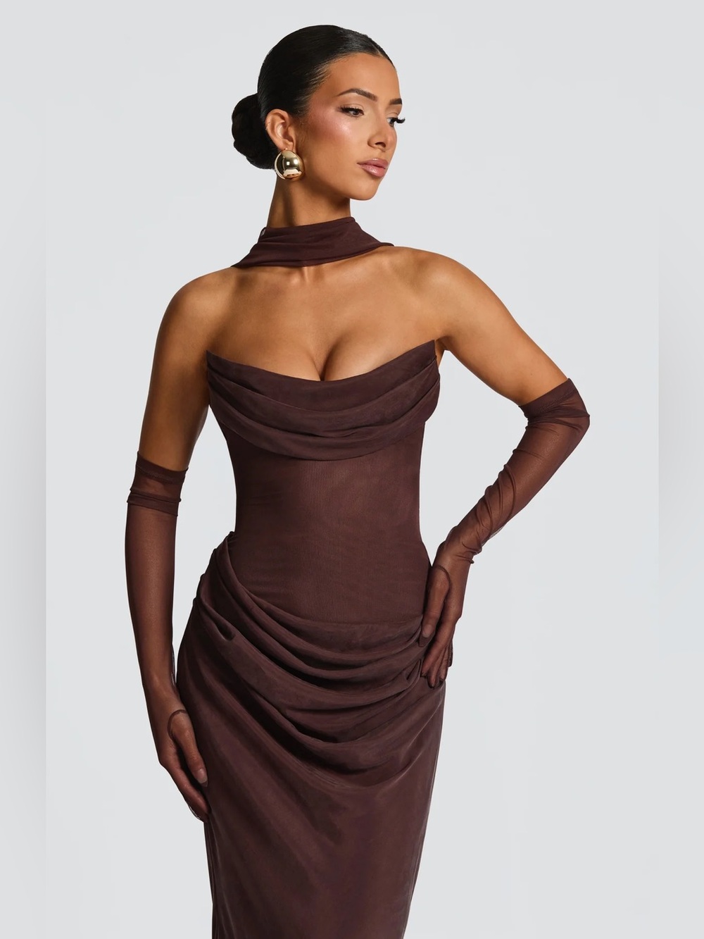 New BabyBoo LIORA MAXI DRESS PLUM BROWN Size Small - Picture 7 of 16
